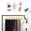 imageSONGMICS Wooden Pants Hangers 12 Pack Pants Hangers with Clips Adjustable AntiRust Metal Clips 360 Swivel Hook Skirt Hangers for Pant Skirts Natural Grain UCRW00812NonSlip Felt