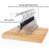 imageSONGMICS Wooden Pants Hangers 12 Pack Pants Hangers with Clips Adjustable AntiRust Metal Clips 360 Swivel Hook Skirt Hangers for Pant Skirts Natural Grain UCRW00812NonSlip Felt