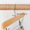 imageSONGMICS Wooden Pants Hangers 12 Pack Pants Hangers with Clips Adjustable AntiRust Metal Clips 360 Swivel Hook Skirt Hangers for Pant Skirts Natural Grain UCRW00812With Adjustable Clips