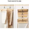 imageSONGMICS Wooden Pants Hangers 12 Pack Pants Hangers with Clips Adjustable AntiRust Metal Clips 360 Swivel Hook Skirt Hangers for Pant Skirts Natural Grain UCRW00812NonSlip Felt