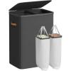 imageSONGMICS Laundry Basket 449 Gal Laundry Hamper 2 Compartments Easy Assembly with Lid and Handles Removable Inner Bags 22 x 157 x 295 Inches Ink Black ULCB813B01Ink Black