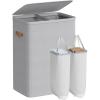 imageSONGMICS Laundry Basket 449 Gal Laundry Hamper 2 Compartments Easy Assembly with Lid and Handles Removable Inner Bags 22 x 157 x 295 Inches Ink Black ULCB813B01Dove Gray