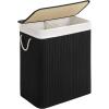 imageSONGMICS Laundry Hamper 396 Gallons 150L 3Section Laundry Basket Laundry Hamper with Lid Bamboo Foldable Removable and Machine Washable Liner for Laundry Room Bedroom Natural ULCB091N01Black