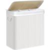 imageSONGMICS Laundry Hamper 396 Gallons 150L 3Section Laundry Basket Laundry Hamper with Lid Bamboo Foldable Removable and Machine Washable Liner for Laundry Room Bedroom Gray ULCB091G01White
