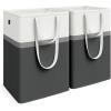 imageSONGMICS Set of 2 Laundry Basket 110 L Foldable Laundry Hamper Clothes Hamper Bag with Short and Long Handles Easy to Transport and Clean Freestanding for Bedroom Bathroom Slate Gray ULCB210G01Ink Black