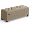 imageSONGMICS Storage Ottoman Bench Foot Rest with Legs 157 x 433 x 157 Inches End of Bed Bench Storage Chest Load up to 660 lb for Living Room Bedroom Entryway Dark Gray ULSF088G01Camel Brown