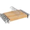 imageSONGMICS Wooden Pants Hangers 12 Pack Pants Hangers with Clips Adjustable AntiRust Metal Clips 360 Swivel Hook Skirt Hangers for Pant Skirts Natural Grain UCRW00812With Clips