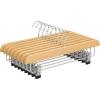 imageSONGMICS Wooden Pants Hangers 12 Pack Pants Hangers with Clips Adjustable AntiRust Metal Clips 360 Swivel Hook Skirt Hangers for Pant Skirts Natural Grain UCRW00812With Adjustable Clips