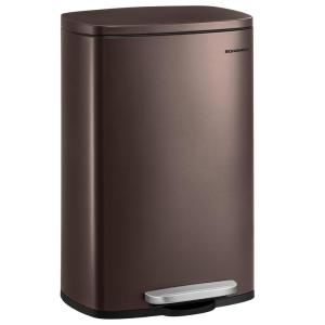 imageSONGMICS Trash Can with Lid 8 Gallon Garbage Can Stainless Steel Small Waste Bin with Step Pedal and Inner Bucket Soft Close Kitchen Silver ULTB03NLBrown
