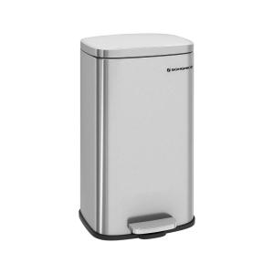 imageSONGMICS Trash Can with Lid 8 Gallon Garbage Can Stainless Steel Small Waste Bin with Step Pedal and Inner Bucket Soft Close Kitchen Silver ULTB03NLSilver