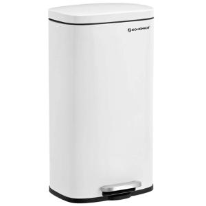 imageSONGMICS Trash Can with Lid 8 Gallon Garbage Can Stainless Steel Small Waste Bin with Step Pedal and Inner Bucket Soft Close Kitchen Silver ULTB03NLWhite
