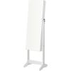 imageSONGMICS Jewelry Cabinet Armoire Freestanding Lockable Storage Organizer Unit with 2 Plastic Cosmetic Storage FullLength Frameless Mirror for Necklace Earring White UJJC002W01White