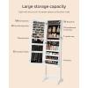 imageSONGMICS Jewelry Cabinet Armoire Freestanding Lockable Storage Organizer Unit with 2 Plastic Cosmetic Storage FullLength Frameless Mirror for Necklace Earring White UJJC002W01White