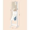 imageSONGMICS Jewelry Cabinet Armoire Freestanding Lockable Storage Organizer Unit with 2 Plastic Cosmetic Storage FullLength Frameless Mirror for Necklace Earring White UJJC002W01White