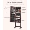 imageSONGMICS Jewelry Cabinet Armoire Freestanding Lockable Storage Organizer Unit with 2 Plastic Cosmetic Storage FullLength Frameless Mirror for Necklace Earring White UJJC002W01Brown