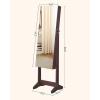 imageSONGMICS Jewelry Cabinet Armoire Freestanding Lockable Storage Organizer Unit with 2 Plastic Cosmetic Storage FullLength Frameless Mirror for Necklace Earring White UJJC002W01Brown