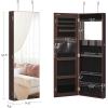 imageSONGMICS Jewelry Cabinet Armoire With FullLength Mirror Wall or Door Mount Storage Organizer Lockable Cabinet With Builtin Small Mirror Shelves Gift Idea Rustic Brown UJJC003X01Brown