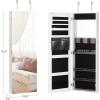 imageSONGMICS Jewelry Cabinet Armoire With FullLength Mirror Wall or Door Mount Storage Organizer Lockable Cabinet With Builtin Small Mirror Shelves Gift Idea Rustic Brown UJJC003X01White