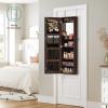 imageSONGMICS Jewelry Cabinet Armoire With FullLength Mirror Wall or Door Mount Storage Organizer Lockable Cabinet With Builtin Small Mirror Shelves Gift Idea Rustic Brown UJJC003X01Brown