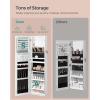 imageSONGMICS Jewelry Cabinet Armoire With FullLength Mirror Wall or Door Mount Storage Organizer Lockable Cabinet With Builtin Small Mirror Shelves Gift Idea Rustic Brown UJJC003X01Cloud White