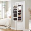 imageSONGMICS Jewelry Cabinet Armoire With FullLength Mirror Wall or Door Mount Storage Organizer Lockable Cabinet With Builtin Small Mirror Shelves Gift Idea Rustic Brown UJJC003X01White