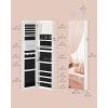 imageSONGMICS Jewelry Cabinet Armoire With FullLength Mirror Wall or Door Mount Storage Organizer Lockable Cabinet With Builtin Small Mirror Shelves Gift Idea Rustic Brown UJJC003X01Cloud White