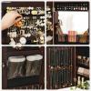 imageSONGMICS Jewelry Cabinet Armoire With FullLength Mirror Wall or Door Mount Storage Organizer Lockable Cabinet With Builtin Small Mirror Shelves Gift Idea Rustic Brown UJJC003X01Brown