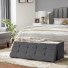 imageSONGMICS MAZIE Collection  43 Inches Storage Ottoman Foldable Storage Bench with Flipping Lid 660 lb Load Capacity for Entryway Living Room Bedroom Dark Gray ULSF76GYZSlate Gray