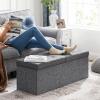 imageSONGMICS MAZIE Collection  43 Inches Storage Ottoman Foldable Storage Bench with Flipping Lid 660 lb Load Capacity for Entryway Living Room Bedroom Dark Gray ULSF76GYZSlate Gray