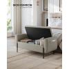 imageSONGMICS Storage Ottoman Storage Bench Tufted Entryway Bedroom Bench 177 x 465 x 177 Inches Hinges Easy Lid Operation Wooden Legs LinenLook Cover Loads 330 lb Dark Gray ULOM070G01Camel Brown