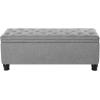 imageSONGMICS Storage Ottoman Storage Bench Tufted Entryway Bedroom Bench 177 x 465 x 177 Inches Hinges Easy Lid Operation Wooden Legs LinenLook Cover Loads 330 lb Dark Gray ULOM070G01Light Gray