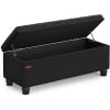 imageSONGMICS Storage Ottoman Storage Bench Tufted Entryway Bedroom Bench 177 x 465 x 177 Inches Hinges Easy Lid Operation Wooden Legs LinenLook Cover Loads 330 lb Dark Gray ULOM070G01Classic Black
