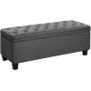 imageSONGMICS Storage Ottoman Storage Bench Tufted Entryway Bedroom Bench 177 x 465 x 177 Inches Hinges Easy Lid Operation Wooden Legs LinenLook Cover Loads 330 lb Dark Gray ULOM070G01Dark Gray