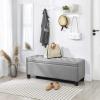 imageSONGMICS Storage Ottoman Storage Bench Tufted Entryway Bedroom Bench 177 x 465 x 177 Inches Hinges Easy Lid Operation Wooden Legs LinenLook Cover Loads 330 lb Dark Gray ULOM070G01Light Gray