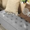 imageSONGMICS Storage Ottoman Storage Bench Tufted Entryway Bedroom Bench 177 x 465 x 177 Inches Hinges Easy Lid Operation Wooden Legs LinenLook Cover Loads 330 lb Dark Gray ULOM070G01Light Gray