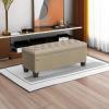 imageSONGMICS Storage Ottoman Storage Bench Tufted Entryway Bedroom Bench 177 x 465 x 177 Inches Hinges Easy Lid Operation Wooden Legs LinenLook Cover Loads 330 lb Dark Gray ULOM070G01Camel Brown