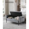 imageSONGMICS Storage Ottoman Storage Bench Tufted Entryway Bedroom Bench 177 x 465 x 177 Inches Hinges Easy Lid Operation Wooden Legs LinenLook Cover Loads 330 lb Dark Gray ULOM070G01Light Gray