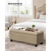 imageSONGMICS Storage Ottoman Storage Bench Tufted Entryway Bedroom Bench 177 x 465 x 177 Inches Hinges Easy Lid Operation Wooden Legs LinenLook Cover Loads 330 lb Dark Gray ULOM070G01Camel Brown