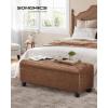 imageSONGMICS Storage Ottoman Storage Bench Tufted Entryway Bedroom Bench 177 x 465 x 177 Inches Hinges Easy Lid Operation Wooden Legs LinenLook Cover Loads 330 lb Dark Gray ULOM070G01Coffee Brown