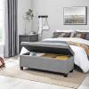 imageSONGMICS Storage Ottoman Storage Bench Tufted Entryway Bedroom Bench 177 x 465 x 177 Inches Hinges Easy Lid Operation Wooden Legs LinenLook Cover Loads 330 lb Dark Gray ULOM070G01Light Gray