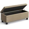 imageSONGMICS Storage Ottoman Storage Bench Tufted Entryway Bedroom Bench 177 x 465 x 177 Inches Hinges Easy Lid Operation Wooden Legs LinenLook Cover Loads 330 lb Dark Gray ULOM070G01Camel Brown