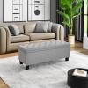 imageSONGMICS Storage Ottoman Storage Bench Tufted Entryway Bedroom Bench 177 x 465 x 177 Inches Hinges Easy Lid Operation Wooden Legs LinenLook Cover Loads 330 lb Dark Gray ULOM070G01Light Gray
