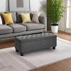 imageSONGMICS Storage Ottoman Storage Bench Tufted Entryway Bedroom Bench 177 x 465 x 177 Inches Hinges Easy Lid Operation Wooden Legs LinenLook Cover Loads 330 lb Dark Gray ULOM070G01Dark Gray