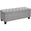 imageSONGMICS Storage Ottoman Storage Bench Tufted Entryway Bedroom Bench 177 x 465 x 177 Inches Hinges Easy Lid Operation Wooden Legs LinenLook Cover Loads 330 lb Dark Gray ULOM070G01Light Gray