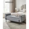 imageSONGMICS Storage Ottoman Storage Bench Tufted Entryway Bedroom Bench 177 x 465 x 177 Inches Hinges Easy Lid Operation Wooden Legs LinenLook Cover Loads 330 lb Dark Gray ULOM070G01Light Gray