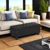 imageSONGMICS Storage Ottoman Storage Bench Tufted Entryway Bedroom Bench 177 x 465 x 177 Inches Hinges Easy Lid Operation Wooden Legs LinenLook Cover Loads 330 lb Dark Gray ULOM070G01Classic Black