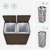 imageSONGMICS Trash Can 2 x 8 Gallon 2 x 30 L Garbage Can for Kitchen with 15 Trash Bags 2 Compartments Plastic Inner Buckets and Hinged Lids Airtight Black ULTB60BKBrown