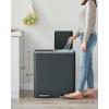 imageSONGMICS Trash Can 2 x 8 Gallon 2 x 30 L Garbage Can for Kitchen with 15 Trash Bags 2 Compartments Plastic Inner Buckets and Hinged Lids Airtight Black ULTB60BKGreenishGray