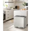 imageSONGMICS Trash Can 2 x 8 Gallon 2 x 30 L Garbage Can for Kitchen with 15 Trash Bags 2 Compartments Plastic Inner Buckets and Hinged Lids Airtight Black ULTB60BKSilver  Black