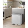 imageSONGMICS Trash Can 2 x 8 Gallon 2 x 30 L Garbage Can for Kitchen with 15 Trash Bags 2 Compartments Plastic Inner Buckets and Hinged Lids Airtight Black ULTB60BKWhite  Gray